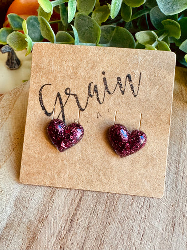 Boucles résine (Bordeaux pailleté )