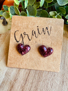Boucles résine (Bordeaux pailleté )