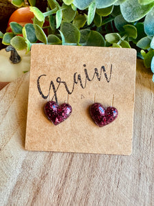 Boucles résine (Bordeaux pailleté )