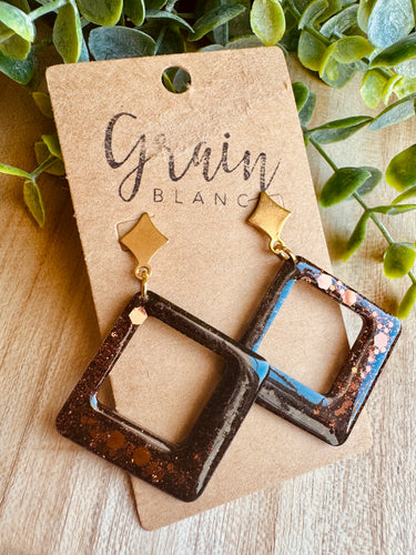 Boucles résine (noire doré bronze)