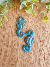 Charger l'image dans la galerie, Duo de pépites hippocampe (bleu doré paillettes)