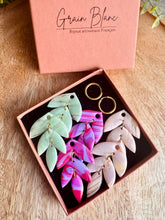 Charger l'image dans la galerie, Kit/Cadeau « duo de pépites marbrées  » - 3 pampilles + créoles (menthe-rose pale-rose-doré)