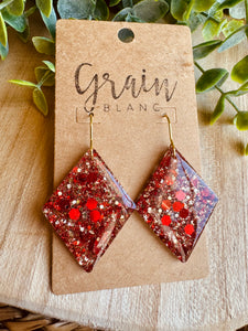 Boucles résine (rouge doré )