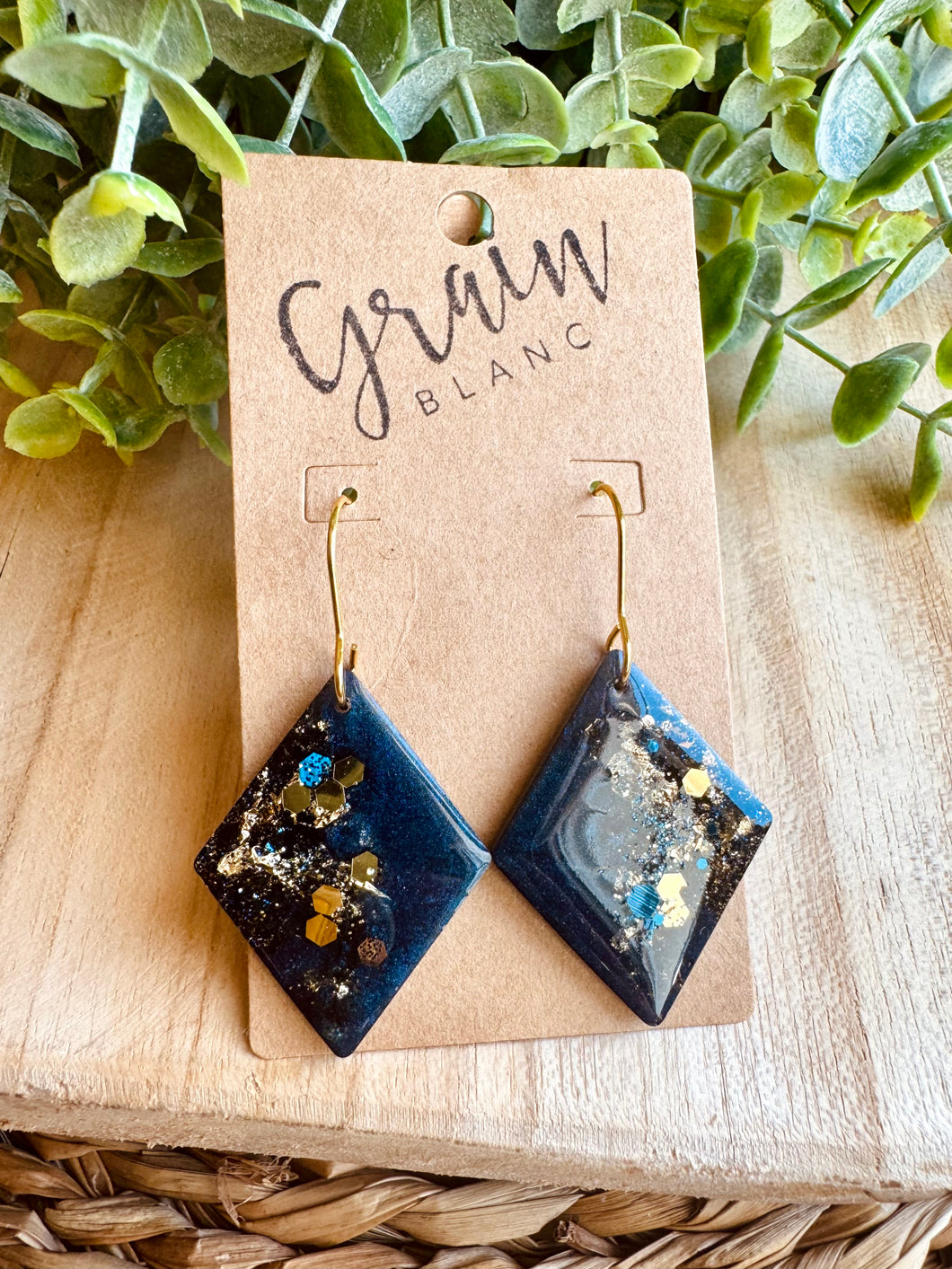 Boucles résine (Marine doré )