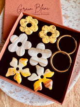 Charger l'image dans la galerie, Kit/Cadeau « duo de pépites » - 3 pampilles + créoles(jaune-crème -doré)