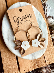 Boucles disques fleurs (doré)