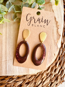 Boucles résine (Bordeaux doré)