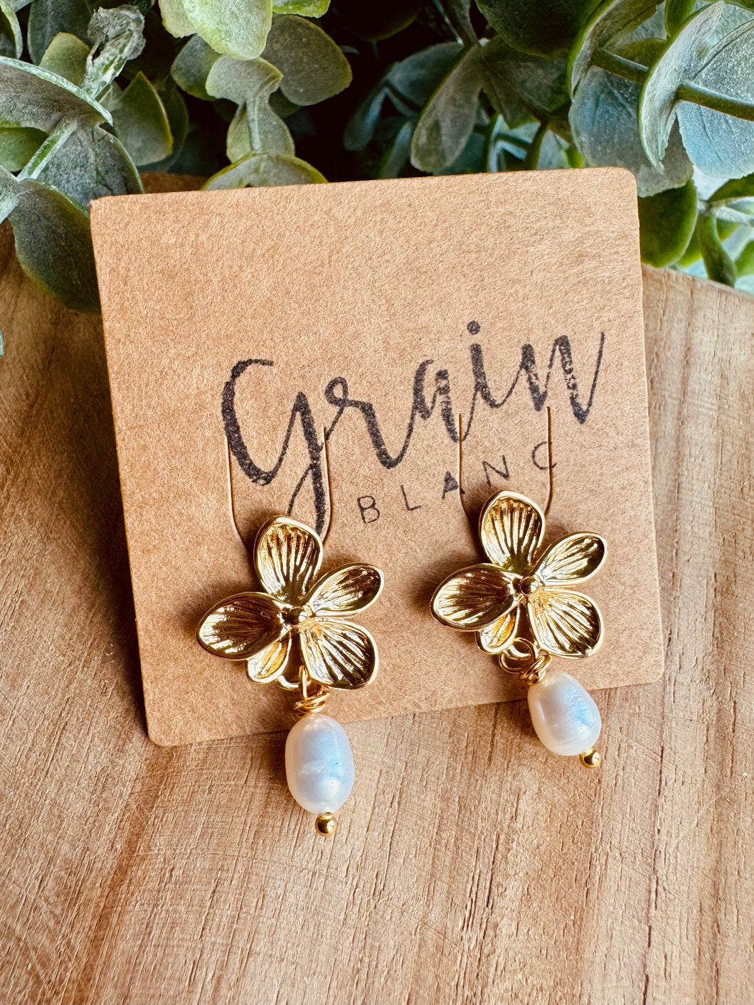 Petites fleurs & perles d’eau douce (doré)