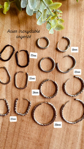 Créoles martelées rondes (24-mm/argentées)